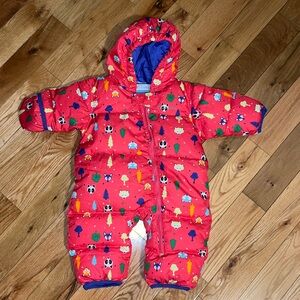 Columbia Snuggly Bunny Down Snowsuit Baby Bunting Size 6 Months Afterglow Fox